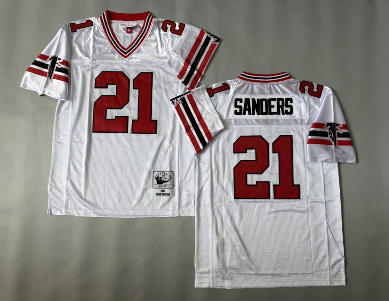 Men 2025 Atlanta Falcons #21 Sanders white Throwback Limited NFL Jersey style 002